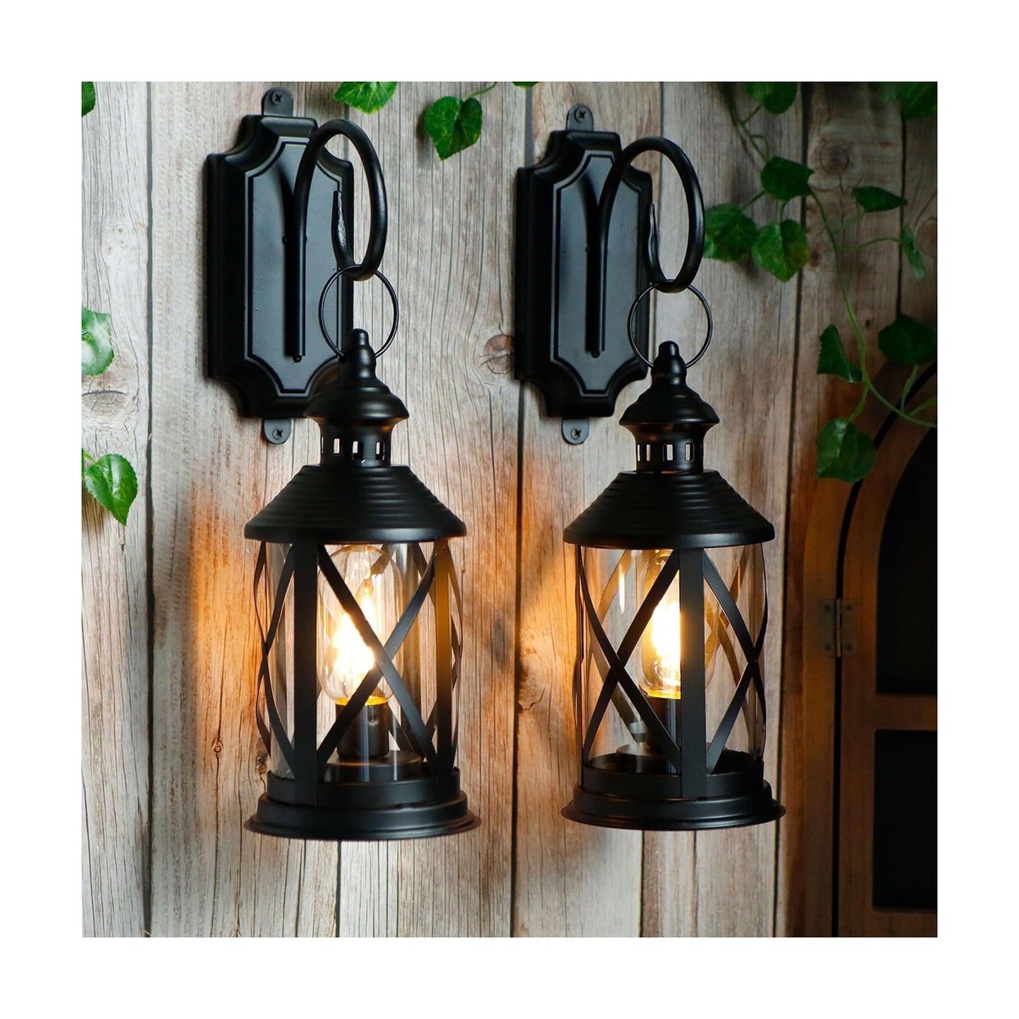 TRIROCKS Set of 2 Battery Powered Metal Lamp 10'' Tall Decorative Cordless Table Lamps LED Edison Lights Hanging Lamps