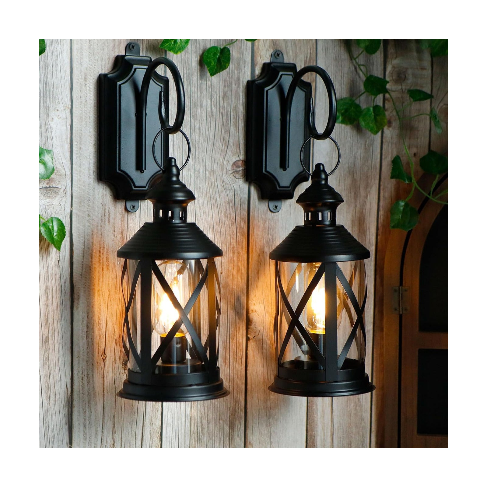 TRIROCKS Set of 2 Battery Powered Metal Lamp 10'' Tall Decorative Cordless Table Lamps LED Edison Lights Hanging Lamps