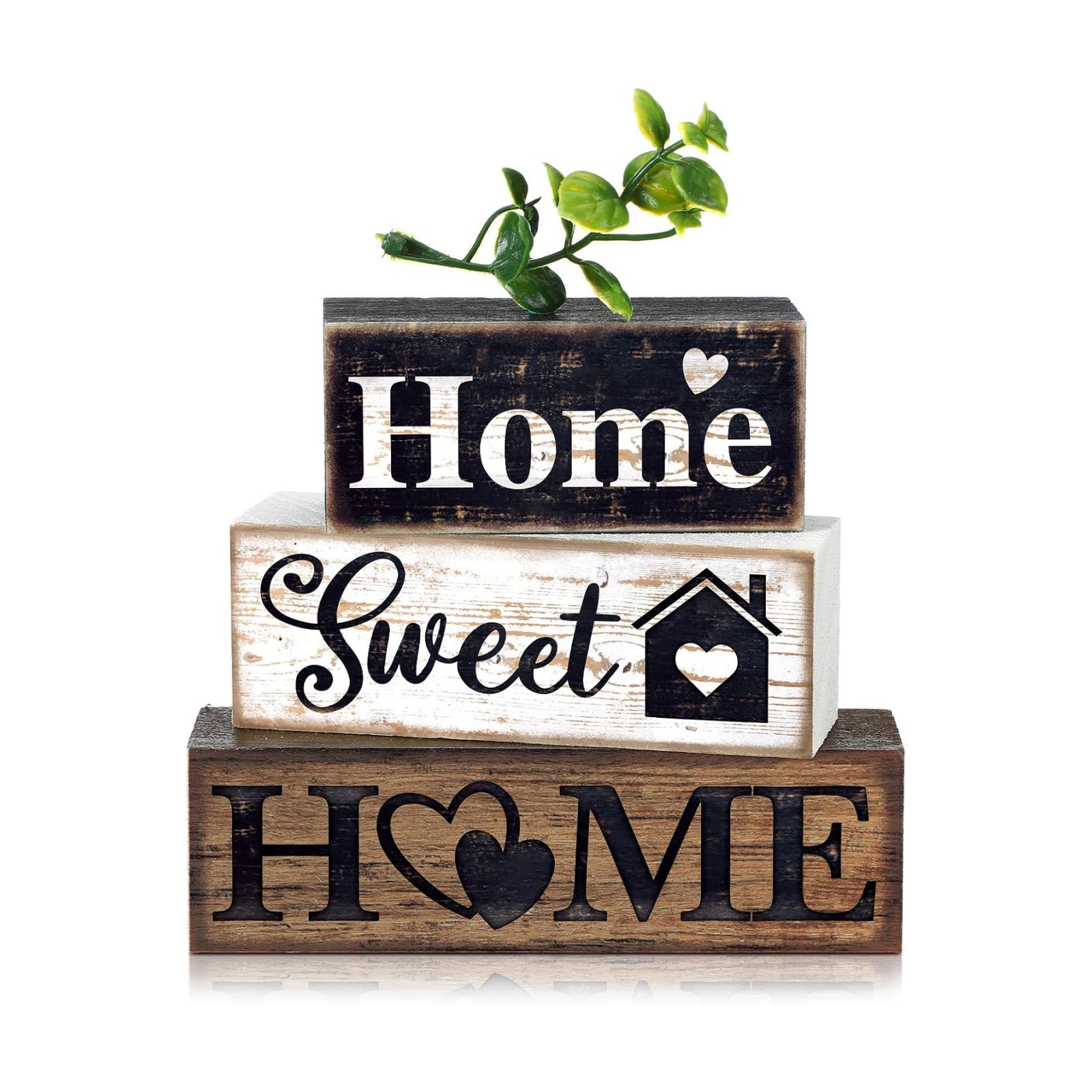 Moucuny 4 Pcs Farmhouse Wooden Tabletop Decor Farmhouse Tiered Tray Decor