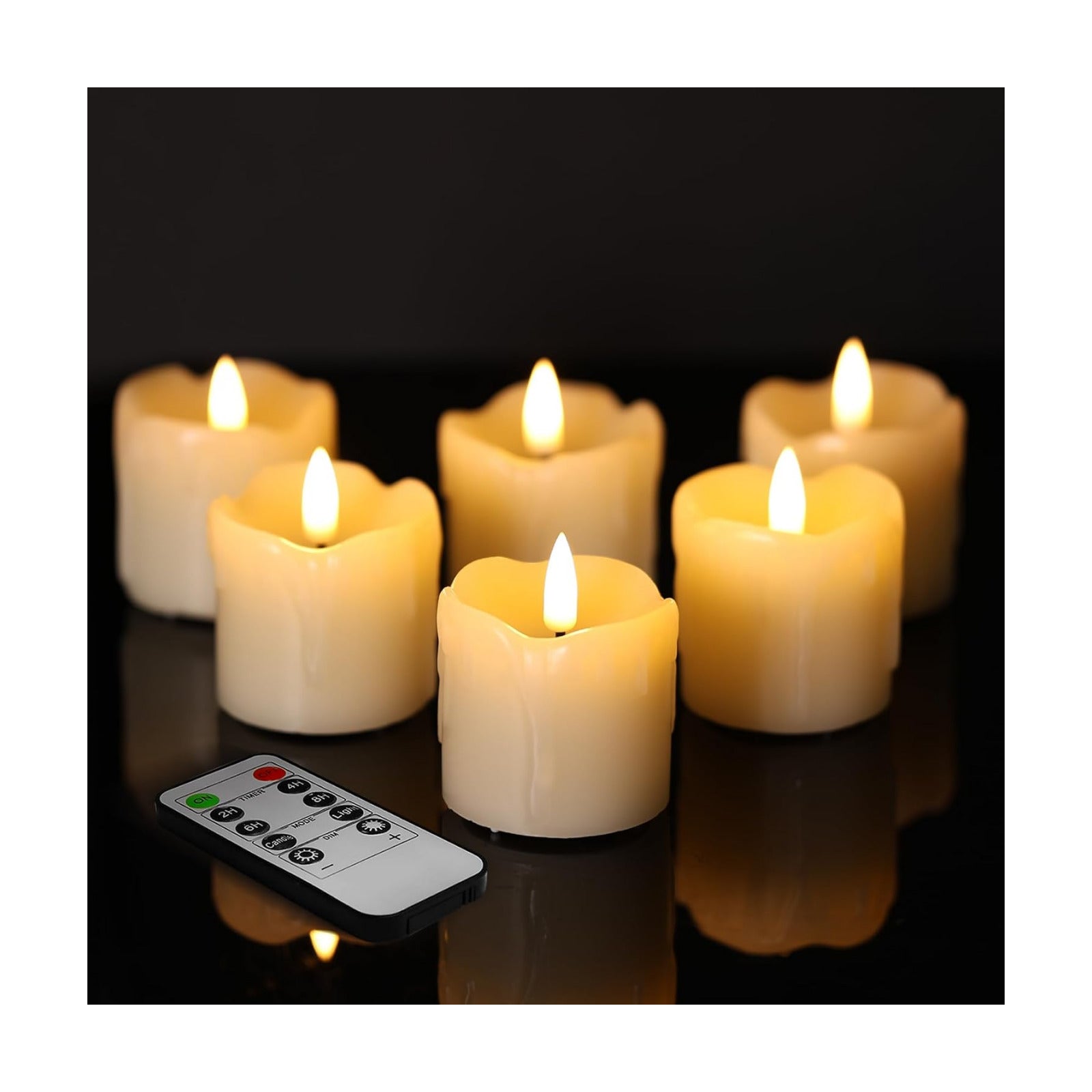 Ivory Dripping Wax Flameless Votive Candles with Timer Batteries | Halloween LED Candles, 2x2 in Battery Tea Lights