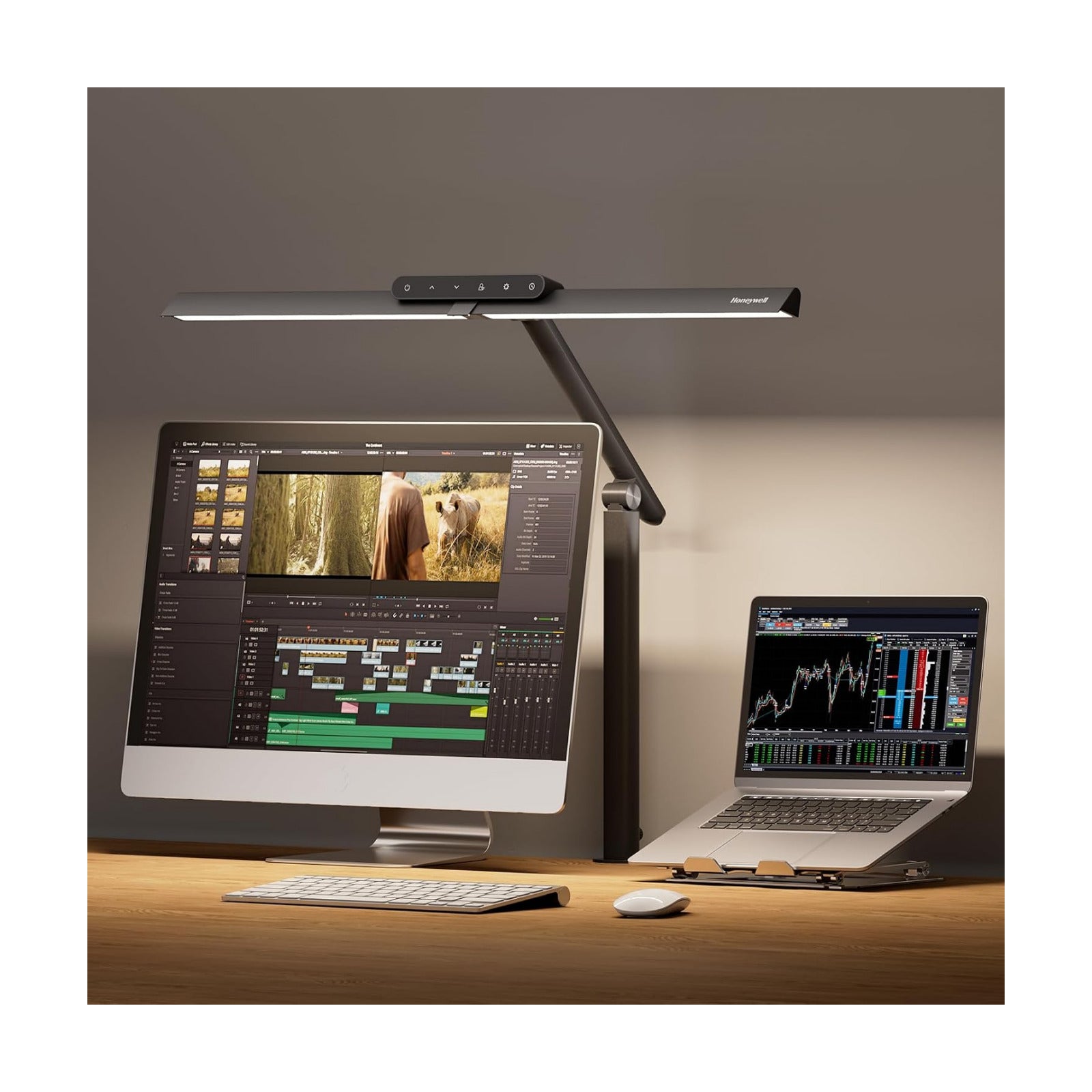 Honeywell HJ1 Sunturalux LED Clamp Desk Lamp 1200LM for Home Office | CRI≥97, 3000K-5700K, Low Blue Light