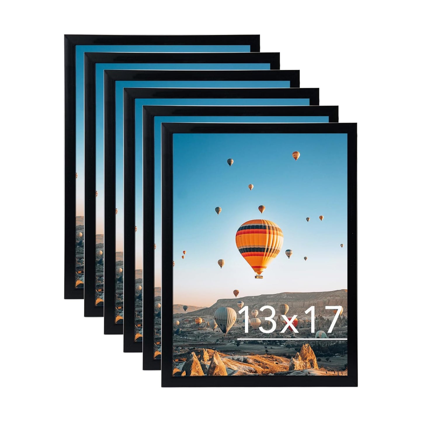 JCJMY 13x17 Black Picture Frame Set of 6, Horizontal and Vertical Formats for Wall Hanging, 13 x 17 Wall Gallery Poster