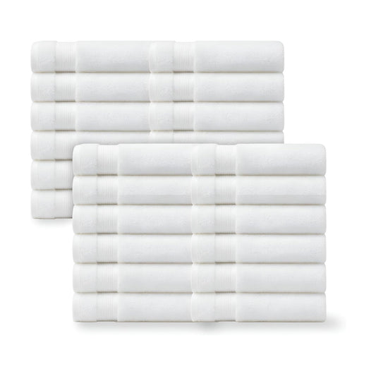 Linteum Textile Supply Premium 16x27 Inch White Hand Towel – 100% Cotton Zero Twist Towels | Absorbent, Quick Dry