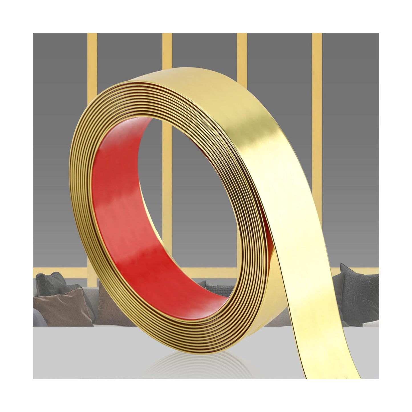 Peel and Stick PVC Molding Trim / 197"L x 1.6"W / Glossy Gold