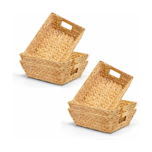 Water Hyacinth Wicker Storage Baskets / Natural 6 Packs / Medium / Set of 6