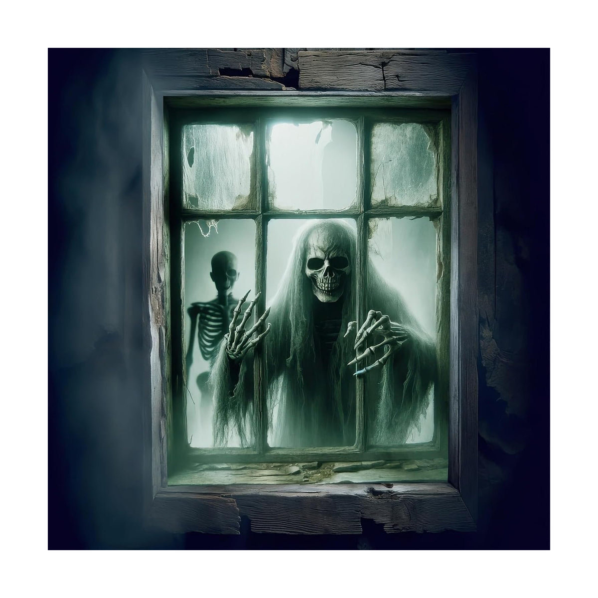 Grim Reaper Halloween Window Cover, 31 x 47 Inch Horror Themed Curtain, Halloween Photo Backdrop Tapestry for Festival Home, Indoor/Outdoor Decor, Garden, and Party Supplies