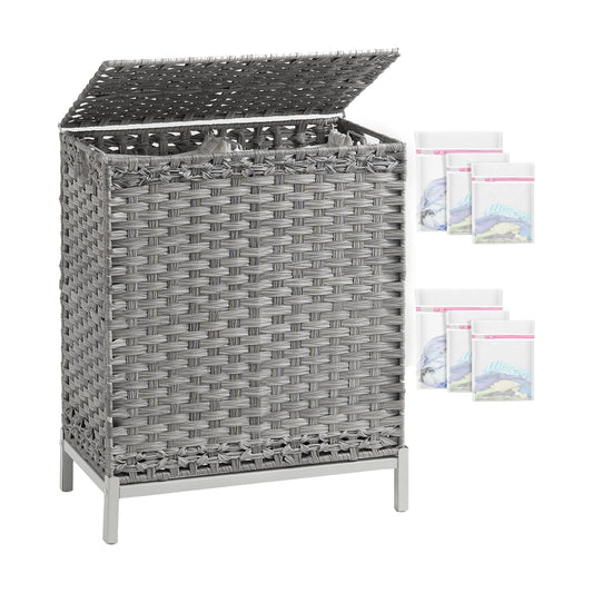 112 L Handwoven Rattan Wicker Laundry Basket / Gray / 112 L - 29.6 Gal