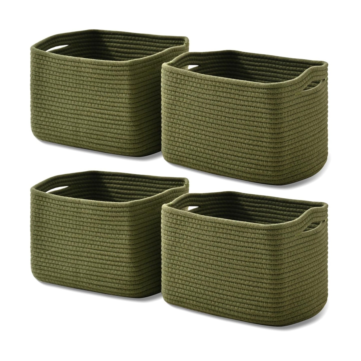 Woven Cotton Rope Baskets for Storage / Green