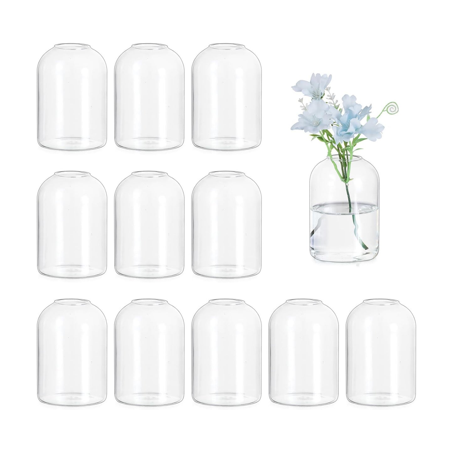 Glass Bud Vases for Centerpieces / Clear / Set of 12