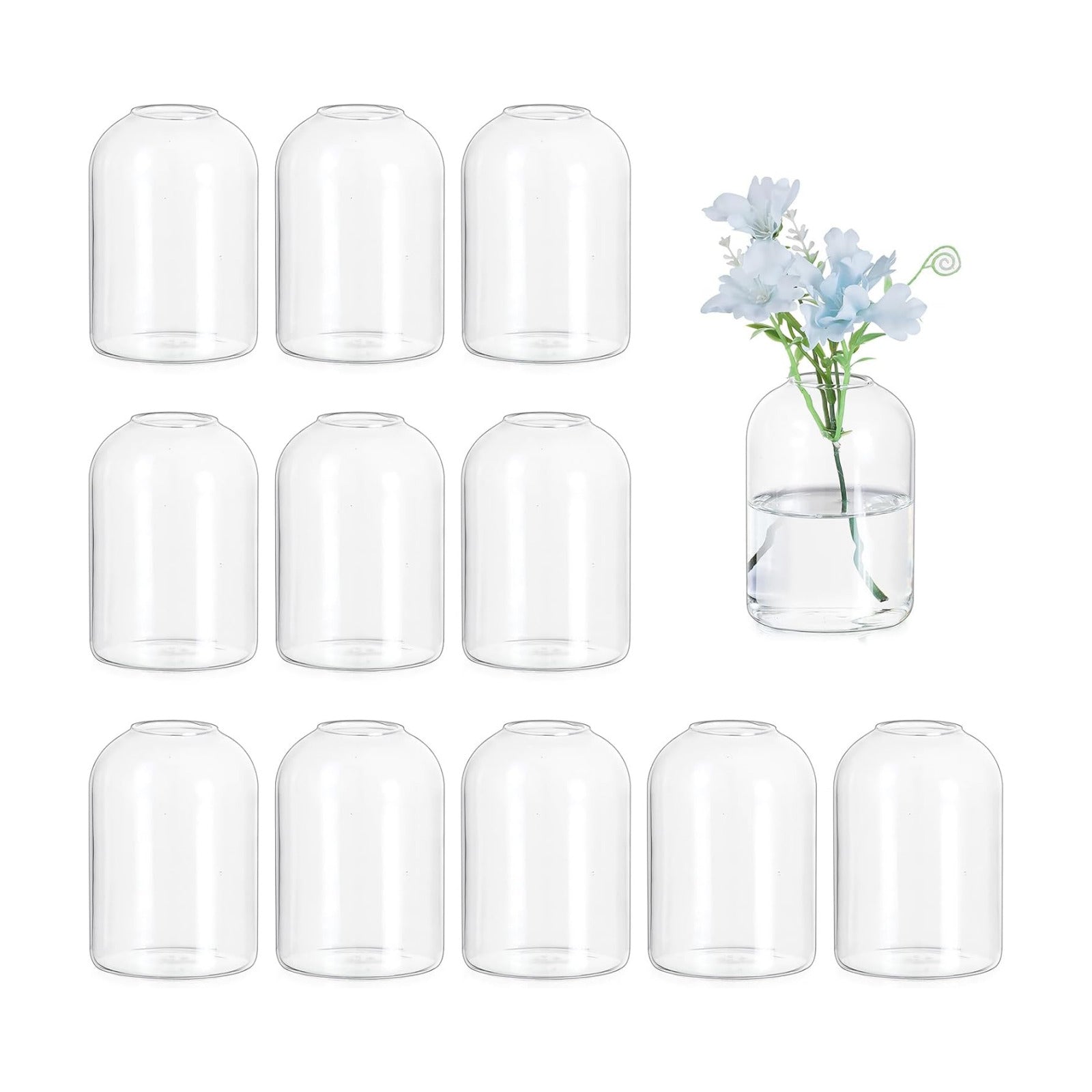 Glass Bud Vases for Centerpieces / Clear / Set of 12