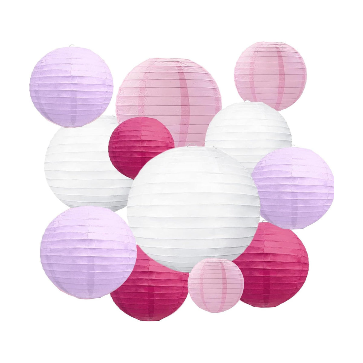 20Pcs Light Purple Rose Red Pink White Paper Lanterns for Parties, 4” 6” 8” 10” Chinese Asian Hanging Round Paper Lanterns for Birthday Wedding Halloween Christmas Home Decor Party Decor
