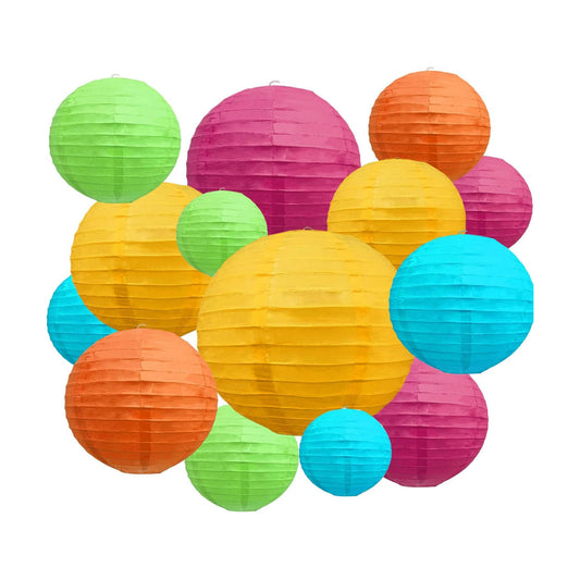 20Pcs Colorful Paper Lanterns for Parties, 4” 6” 8” 10” Chinese Asian Hanging Round Paper Lanterns for Birthday Wedding Halloween Christmas Home Decor Party Decor