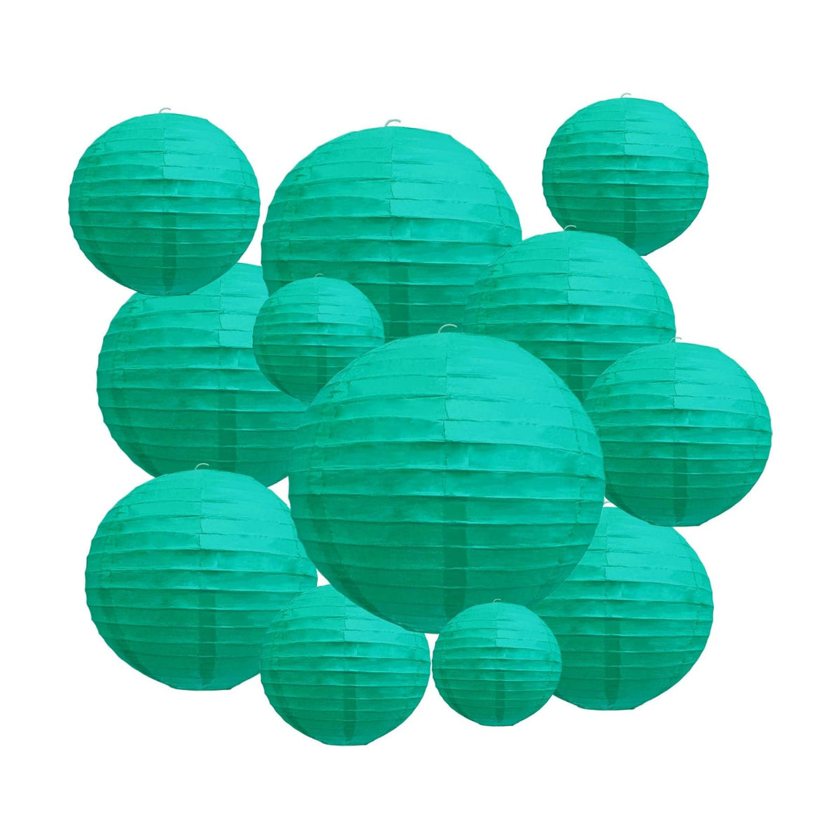20Pcs Blue Green Paper Lanterns for Parties, 4” 6” 8” 10” 12” Chinese Asian Hanging Round Paper Lanterns for Birthday Wedding Halloween Christmas Home Decor Party Decor