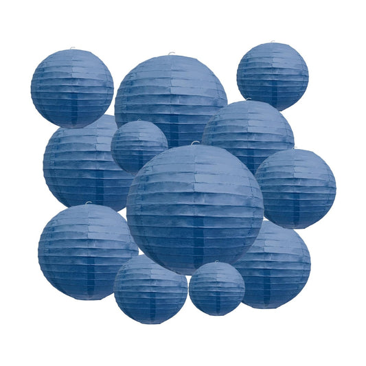 20Pcs Navy Blue Paper Lanterns for Parties, 4” 6” 8” 10” 12” Chinese Asian Hanging Round Paper Lanterns for Birthday Wedding Halloween Christmas Home Decor Party Decor