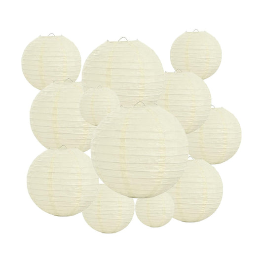 20Pcs Cream Paper Lanterns for Parties, 4” 6” 8” 10” 12” Chinese Asian Hanging Round Paper Lanterns for Birthday Wedding Halloween Christmas Home Decor Party Decor