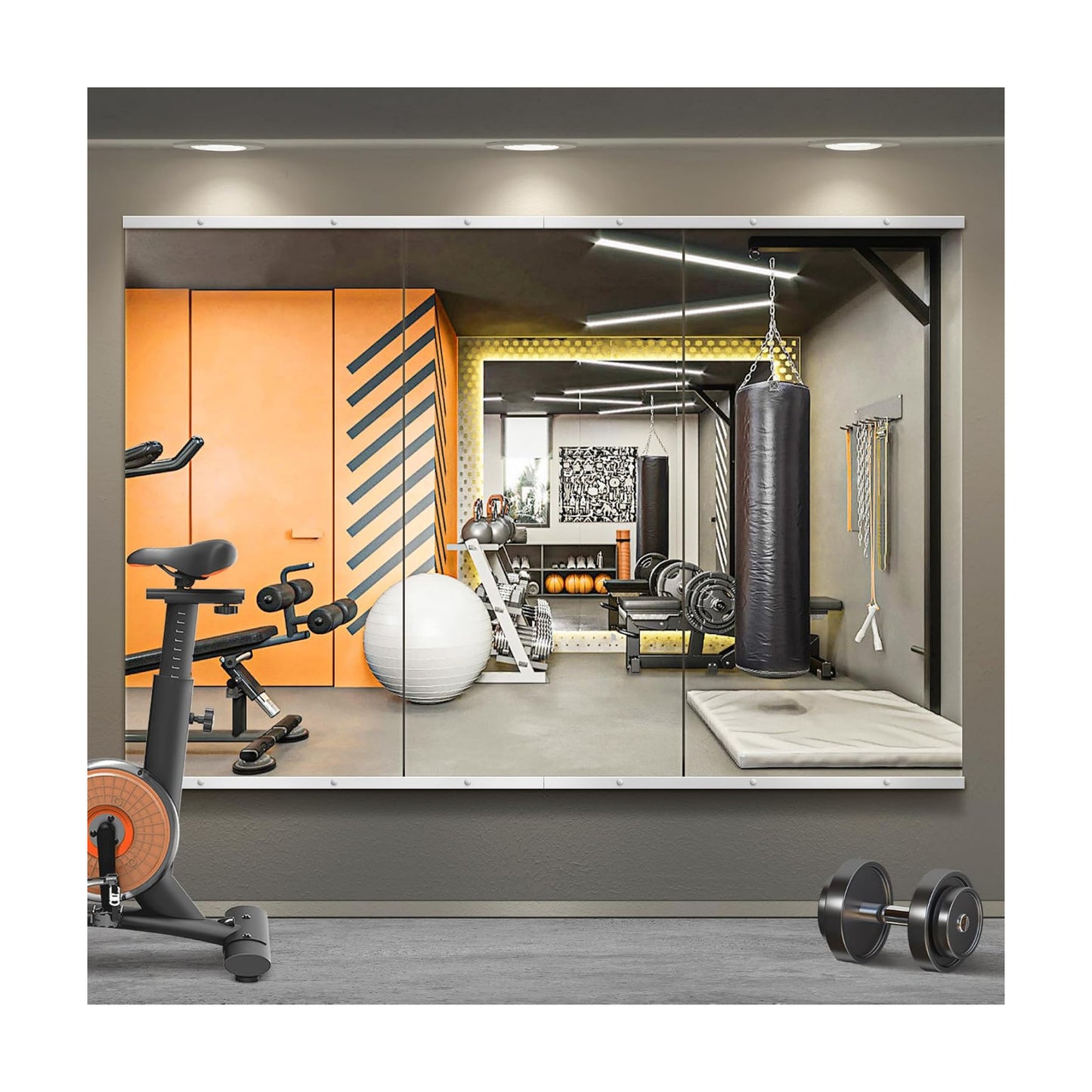 Glass Frameless Body Large Mirror / Silver / 48"L x 24"W / 48 x 24 x 3 / Set of 3