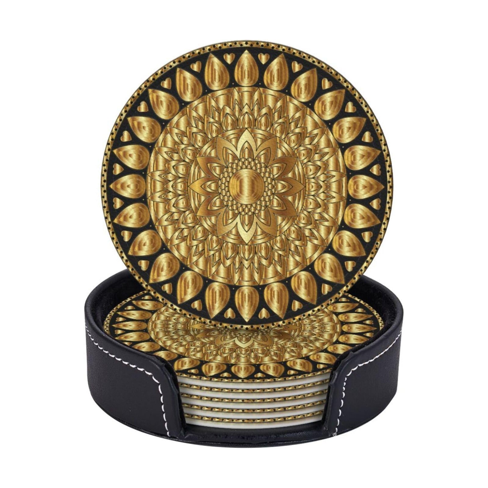 Holder Stand / Pu Leather Absorbent Coasters / Set of 6