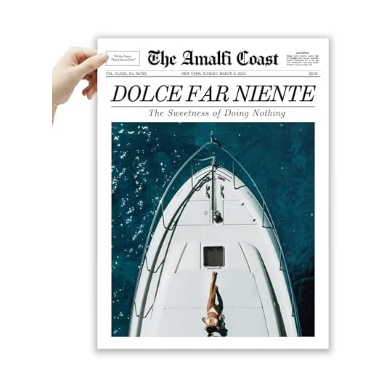EcoHest 12x16 in Dolce Far Niente Newspaper Canvas Art
