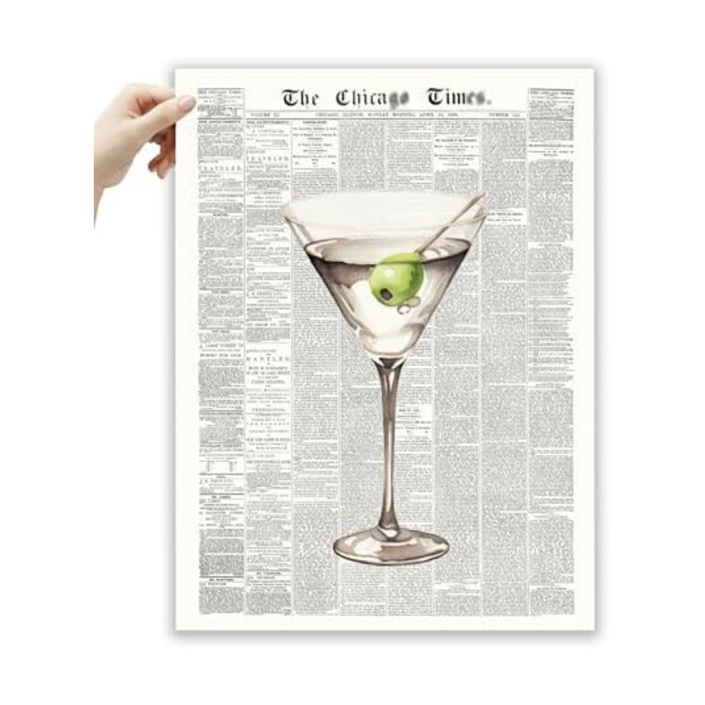 EcoHest 12x16 in Martini Newspaper Canvas Art