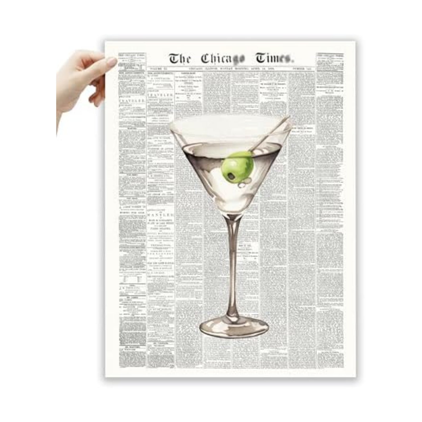 EcoHest 12x16 in Martini Newspaper Canvas Art