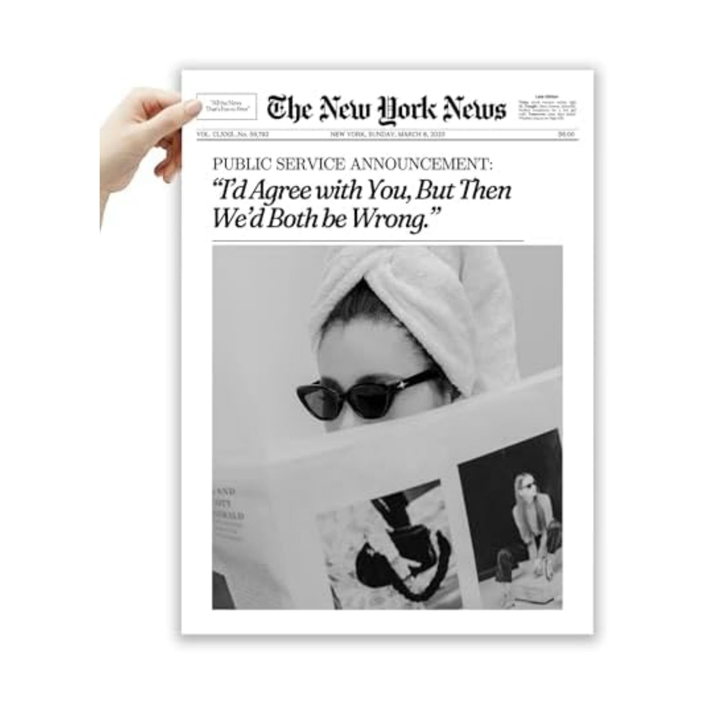 EcoHest 12x16 in Cool Girl Newspaper Canvas Art