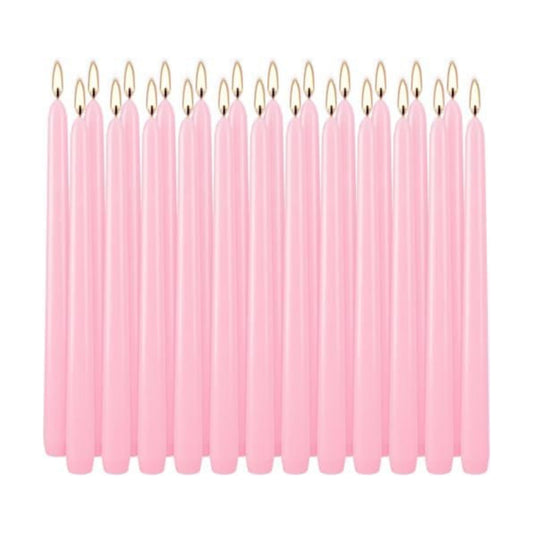 YOROXRG 24 Pack Pink Taper Candles, 7-8 Hours Burn Time, Unscented, Smokeless and Dripless, 0.75 x 10 Inch Dinner Candle Set for Valentine's Day,Household, Wedding, Party and Home Décor Candlesticks