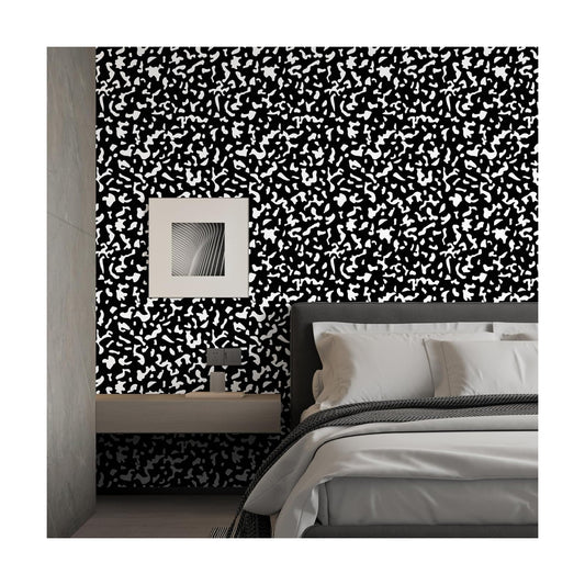Black Contact Paper Composition Wallpaper Peel and Stick Wallpaper Vintage / 17.3 x 120 / White