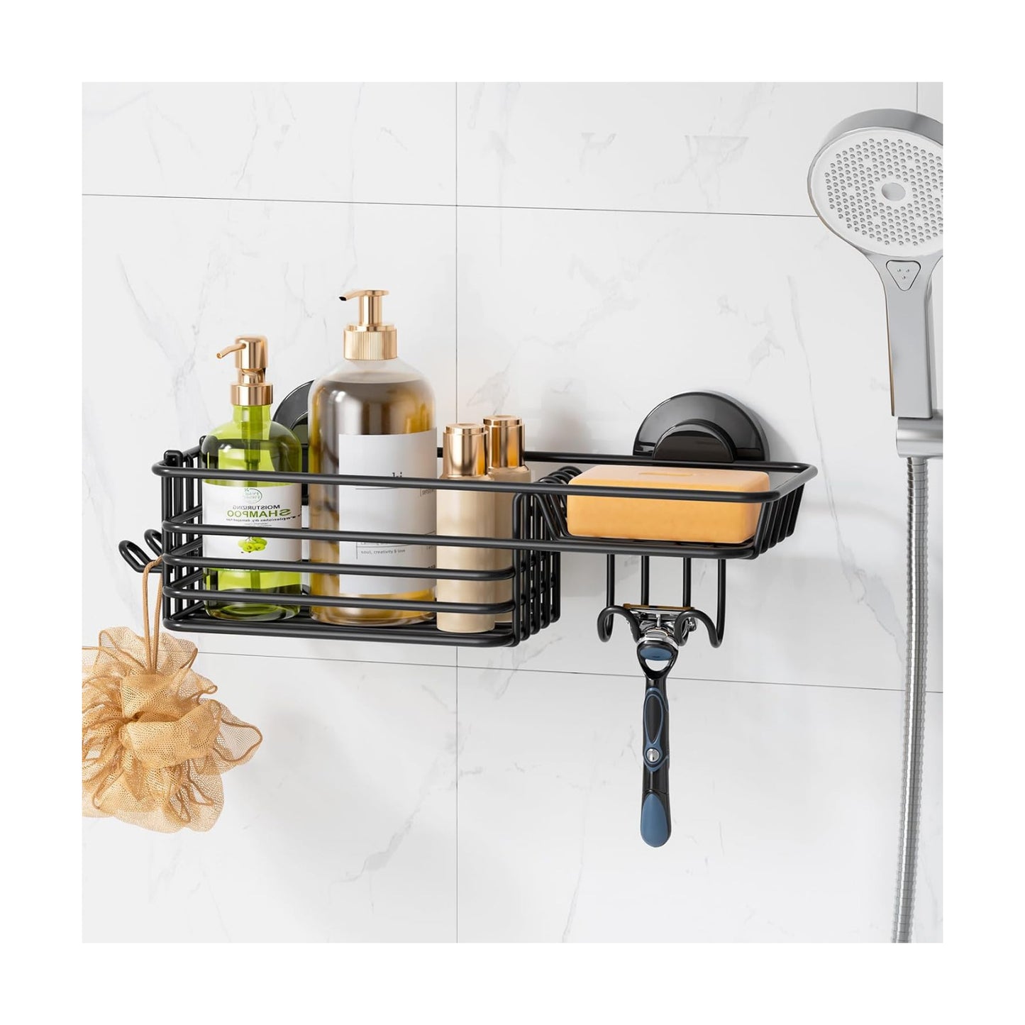 Hooks and Soap Holder / Black / 1 x Medium