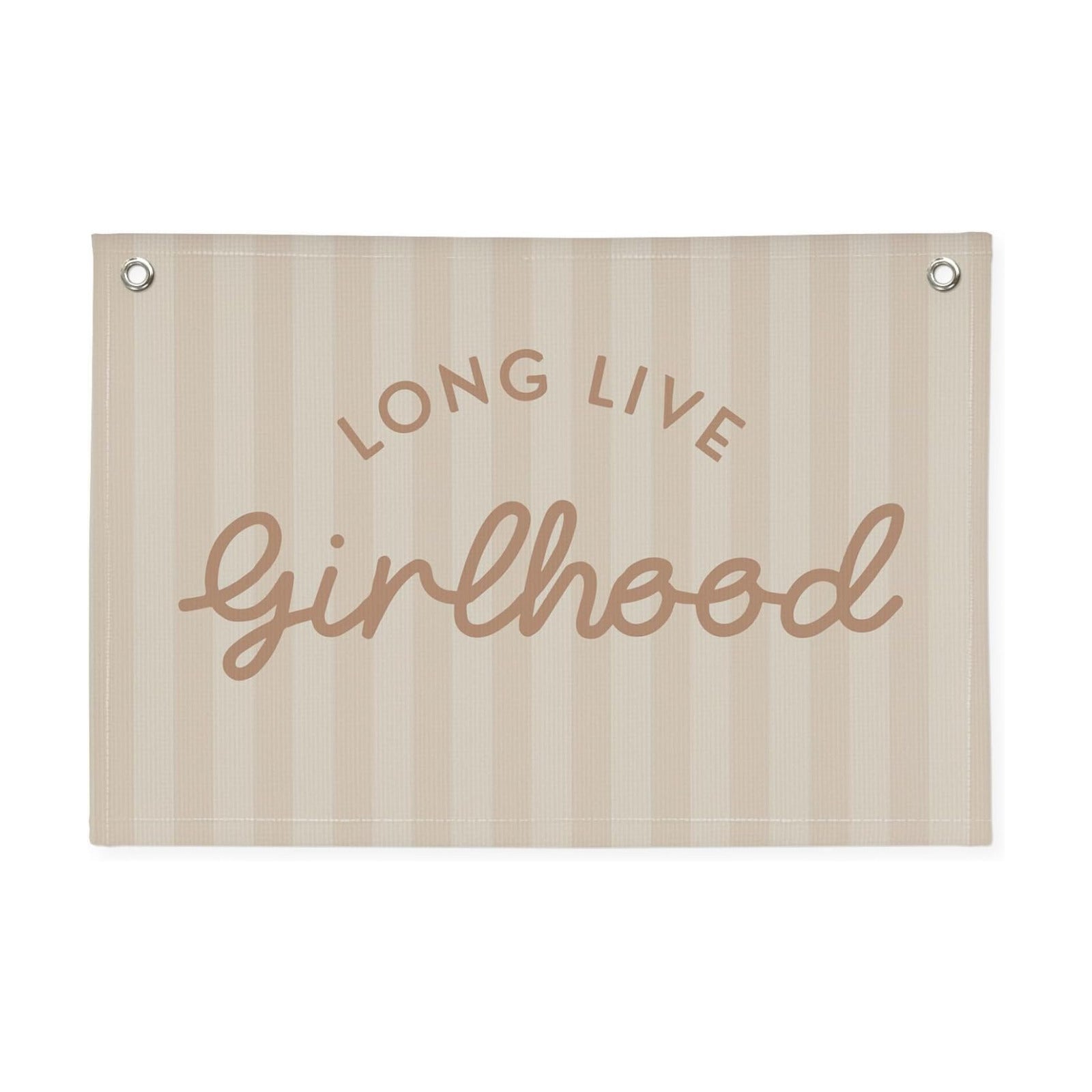 Girls Room Decor Long Live Girlhood Linen Banner Hanging Flag / Long Live Girlhood Khaki / Pink