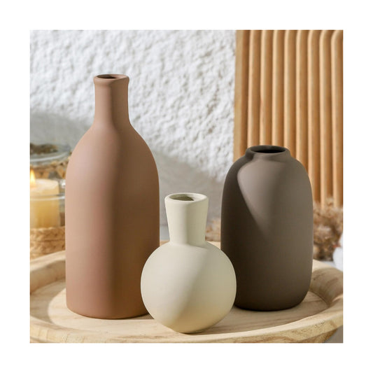 Ceramic Vases / 006-brown / Set of 3