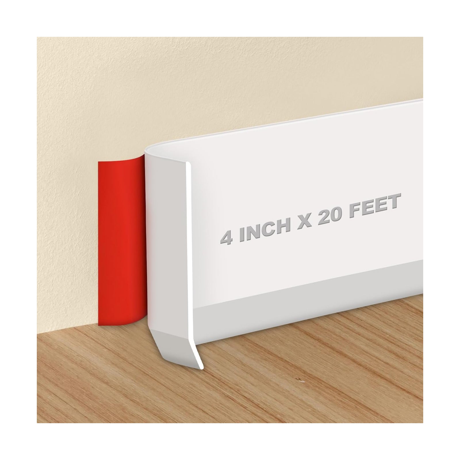 Flexible Self-Adhesive Rubber Baseboard / 4 x 20 / Ft / White