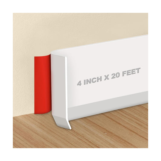 Flexible Self-Adhesive Rubber Baseboard / 4 x 20 / Ft / White