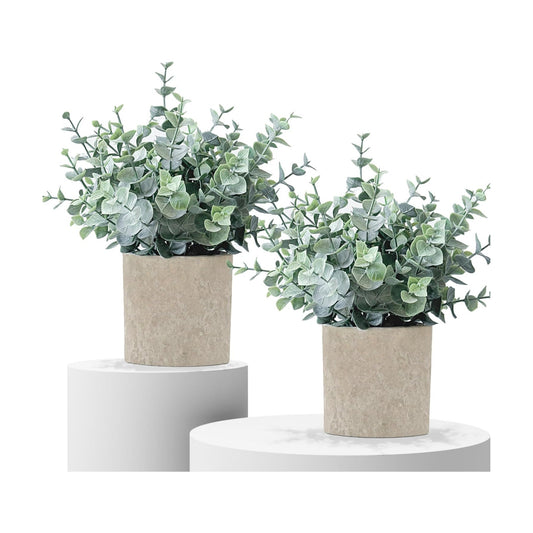 Fake Plants Eucalyptus Small Potted Artificial Plants Indoor / Eucalyptus - Green / Set of 2