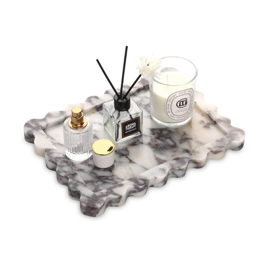 Scalloped Marble Decorative Tray / Calacatta Viola / 10.8 x 8 x 1.2 / Natural
