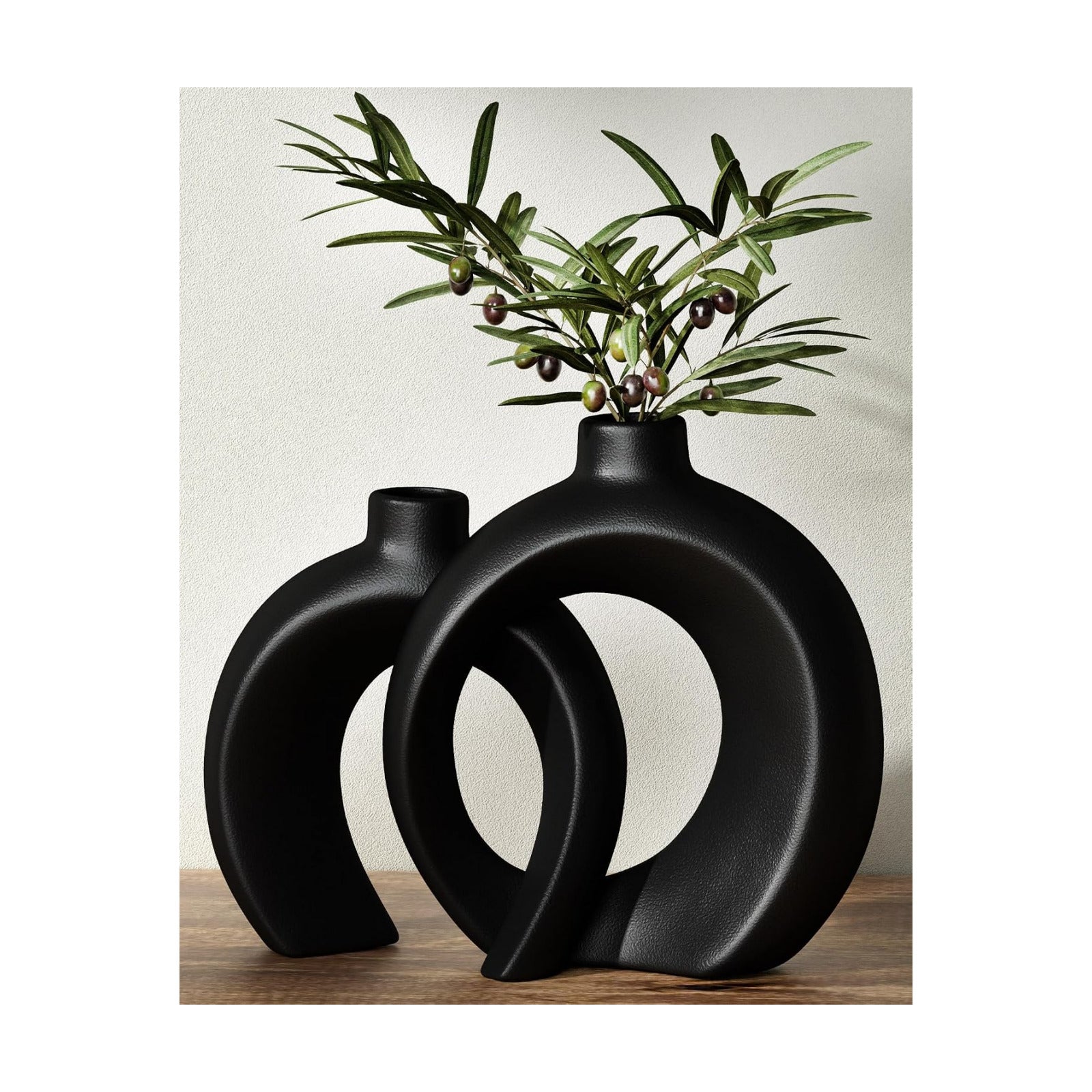 Minimalist Nordic Modern Ceramic Decorative Black Vases / Matte Black / Set of 2