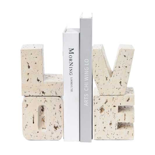 Small Farmhouse Heavy Duty Bookends / Beige