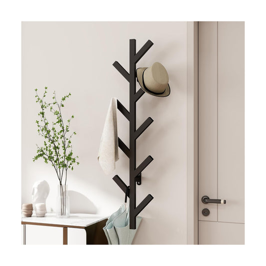 Vlush Wall Mounted Metal Coat Rack with 9 Hooks Modern Minimalist & Upright Coat Rack for Hanging Clothes, Hats