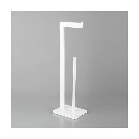 GERZWY SUS 304 Stainless Steel Toilet Paper Stand with Reserve, Free Standing Toilet Paper Holder, White