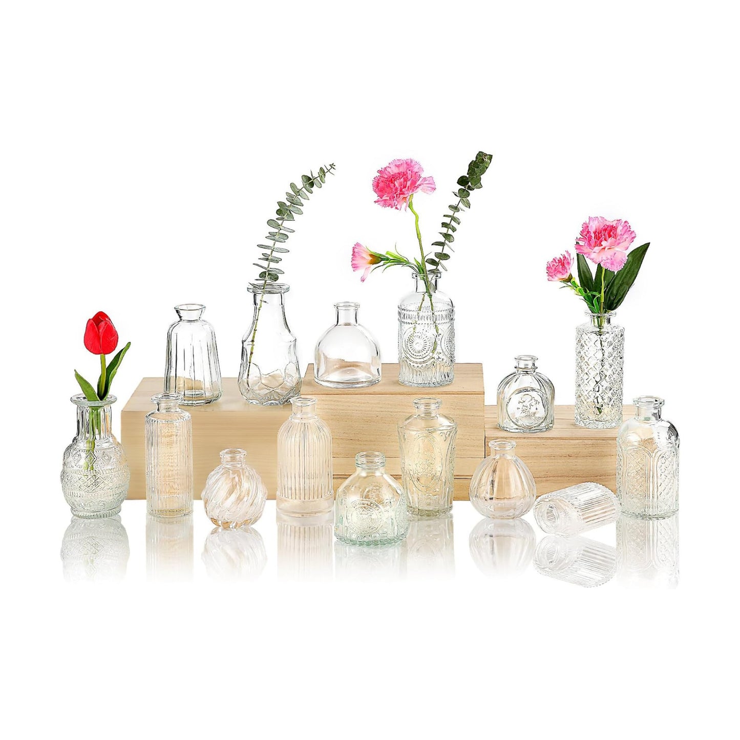 Glass Bud Vase for Centerpieces Wedding / Clear / Set of 15