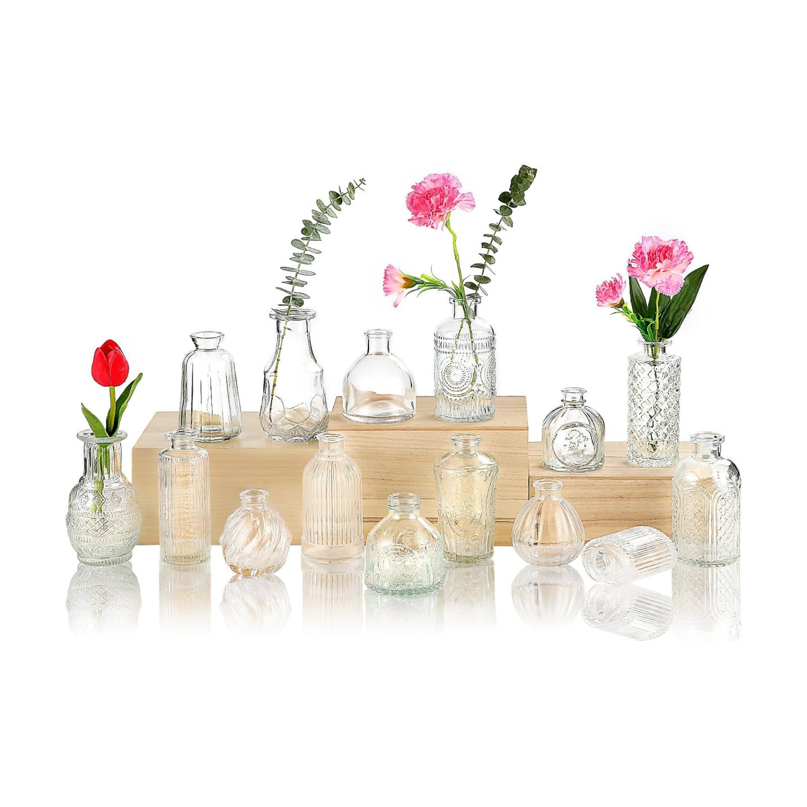 Glass Bud Vase for Centerpieces Wedding / Clear / Set of 15