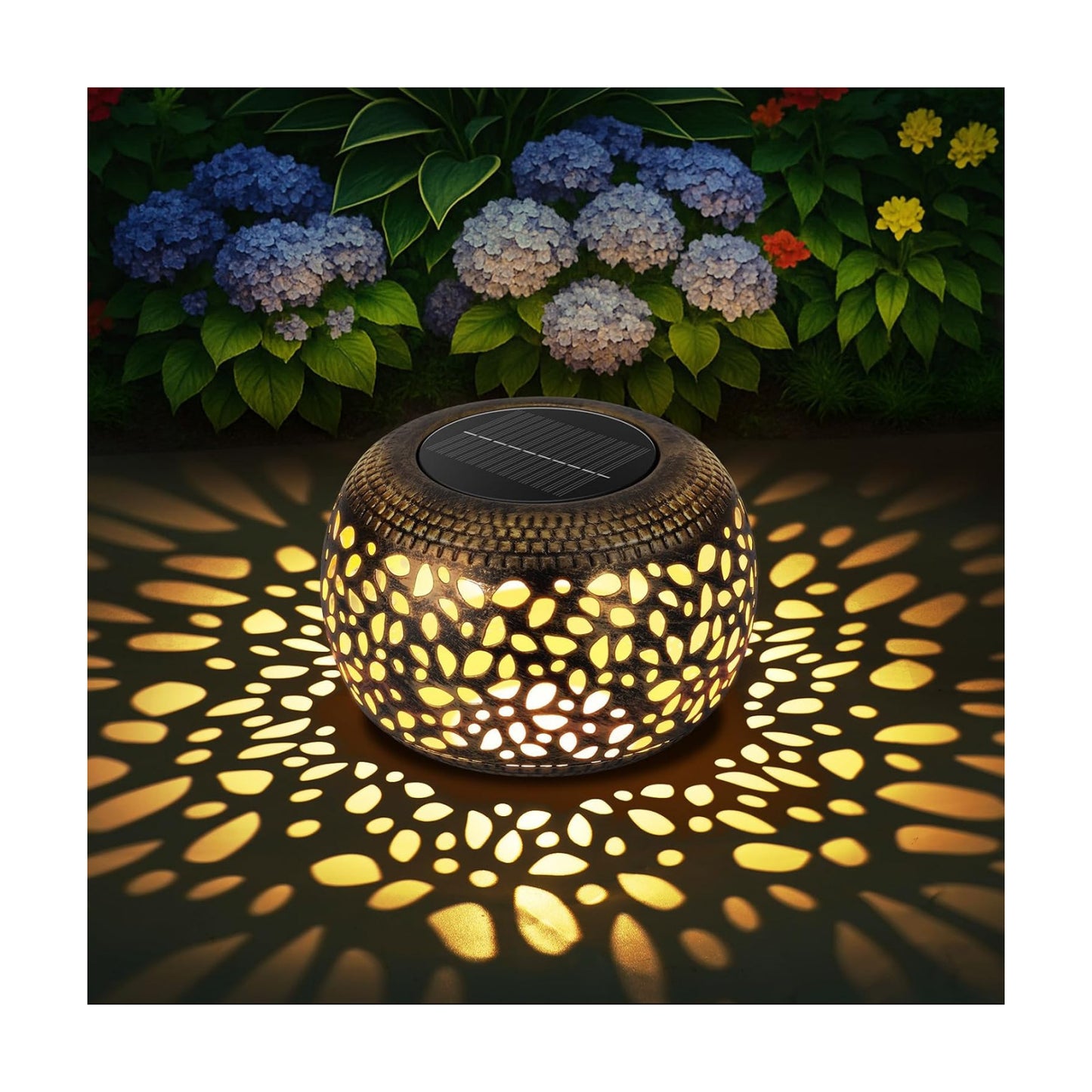 Solar Lantern Outdoor Patio Decor: Solar Lanterns Outdoor Waterproof Hollow Out Retro Metal Solar Powered, Outside Yard