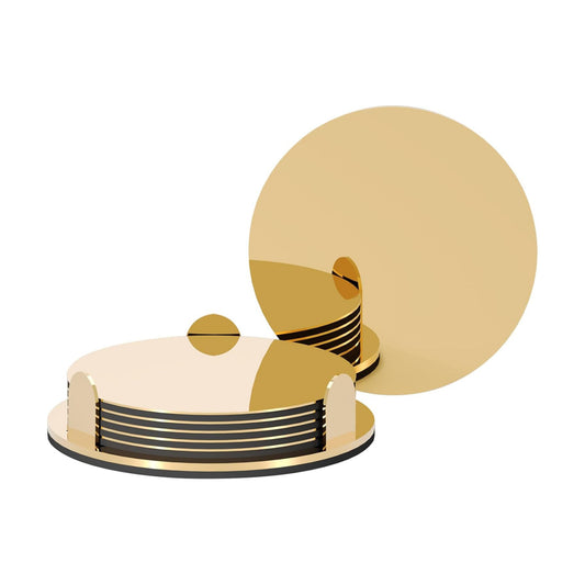 Holder / Modern Mirror Drink Coaster / Gold / Set of 6