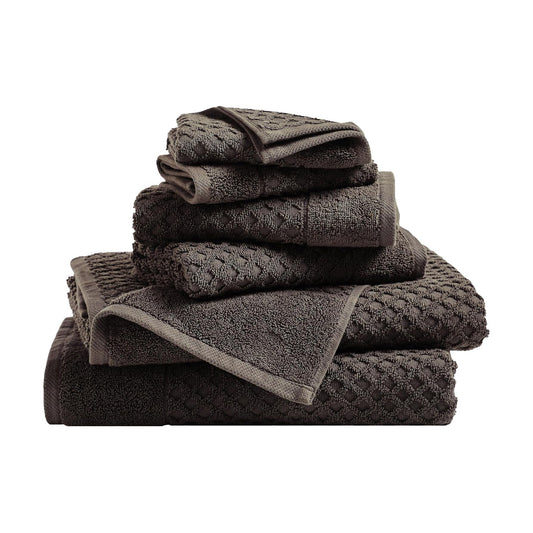 Great Bay Home Bath Towels - 100% Cotton 6 Piece Towel Set - Diamond Waffle Weave - Absorbent, Durable, Quick-Dry