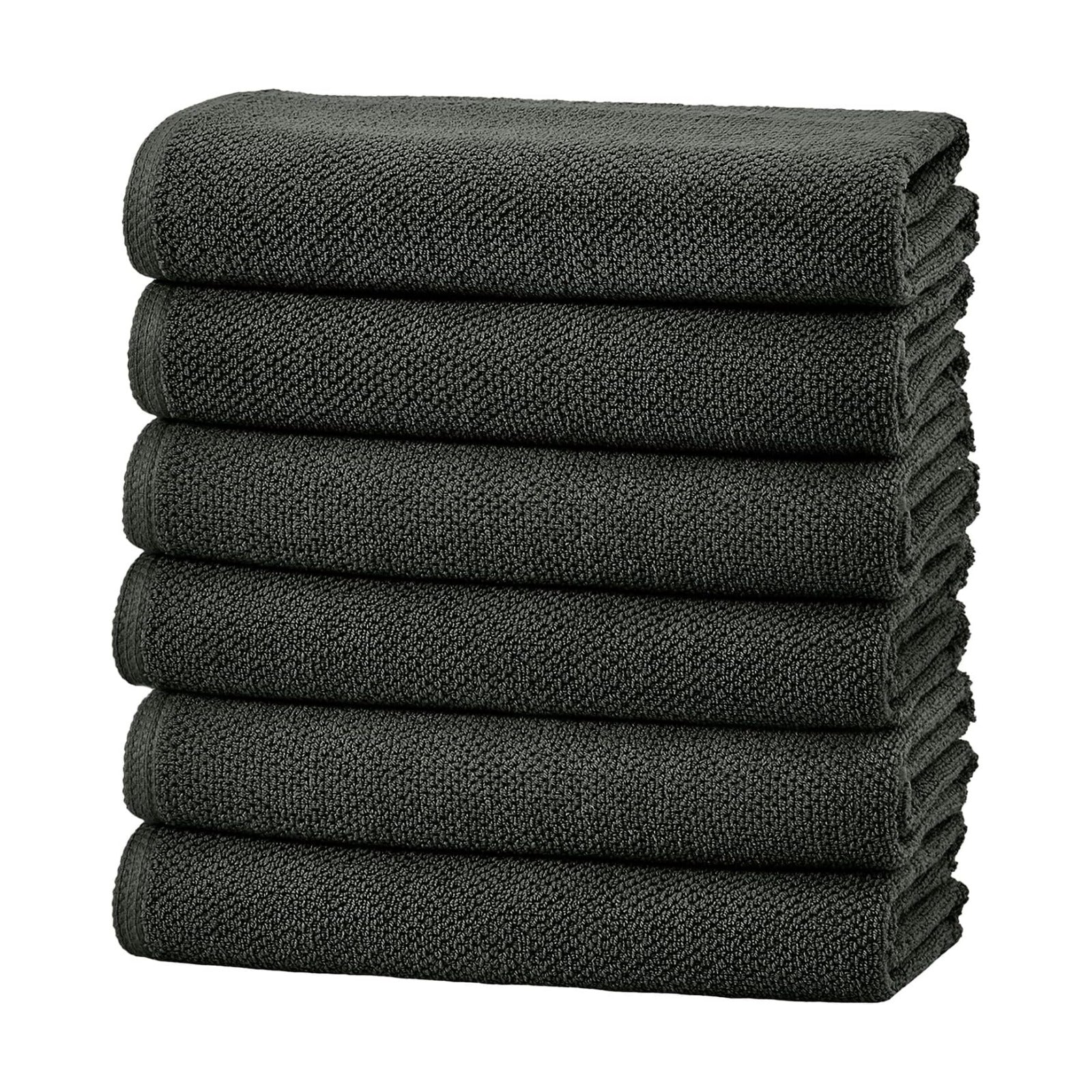 Great Bay Home 100% Cotton 6 Pack 26x16 Hand Towel Set - Absorbent, Quick-Drying, Durable Towels for Bathroom Decor