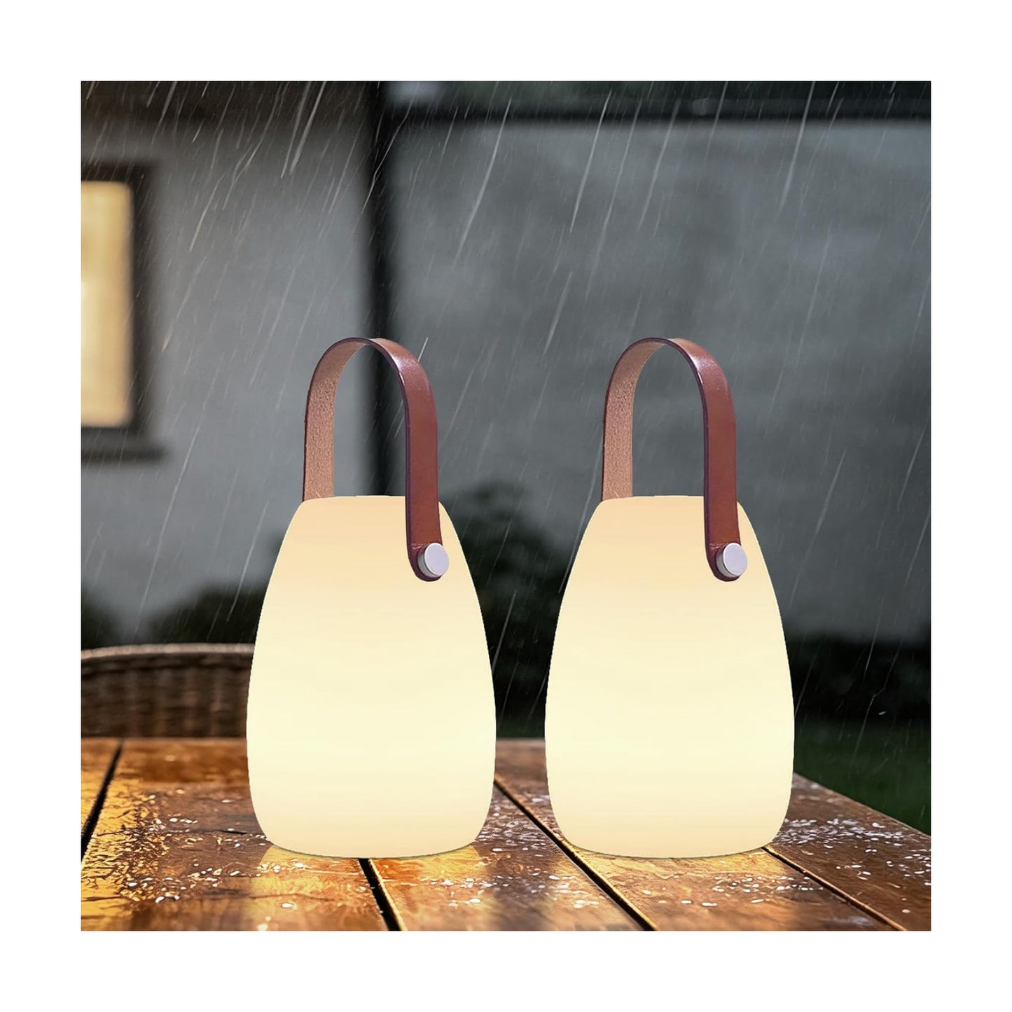 uuffoo 2 Pack Rechargeable Portable Table Lamp with Remote | Cordless RGB Lantern, Decorative LED Night Light, IP44