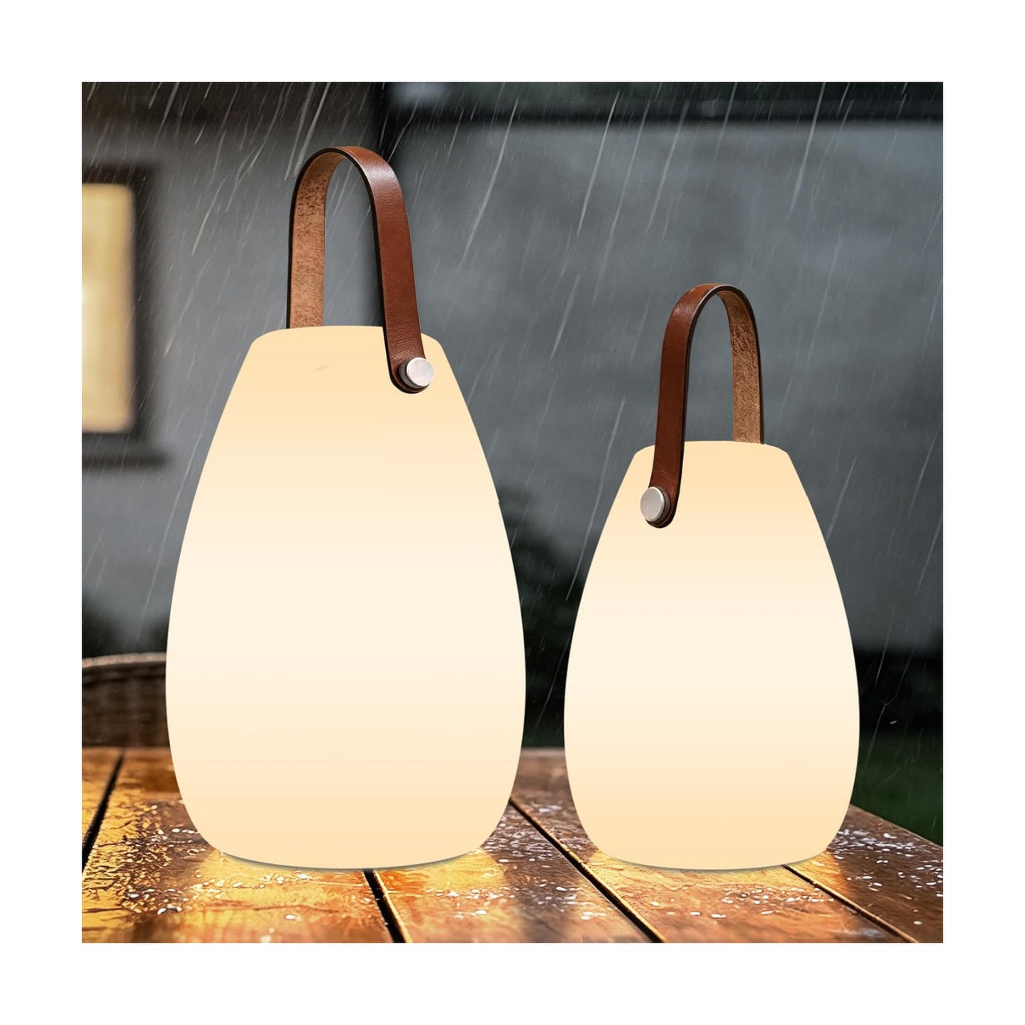uuffoo 2 Pack Rechargeable Portable Table Lamp with Remote | Cordless RGB Lantern, Decorative LED Night Light, IP44