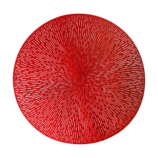 Snowkingdom Red Valentines Placemats Set of 18, Round Vinyl Hollow 15 Inch Metallic Place mats, Washable Wipeable Non