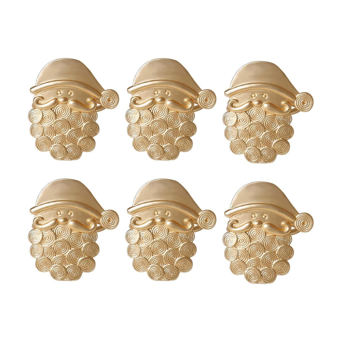 wonlex Christmas Napkin Rings Set of 6, Metal Golden Napkin Ring Serviette Buckles Holder for Table Decoration, Wedding, Christmas Place Setting(St.Nicholas)