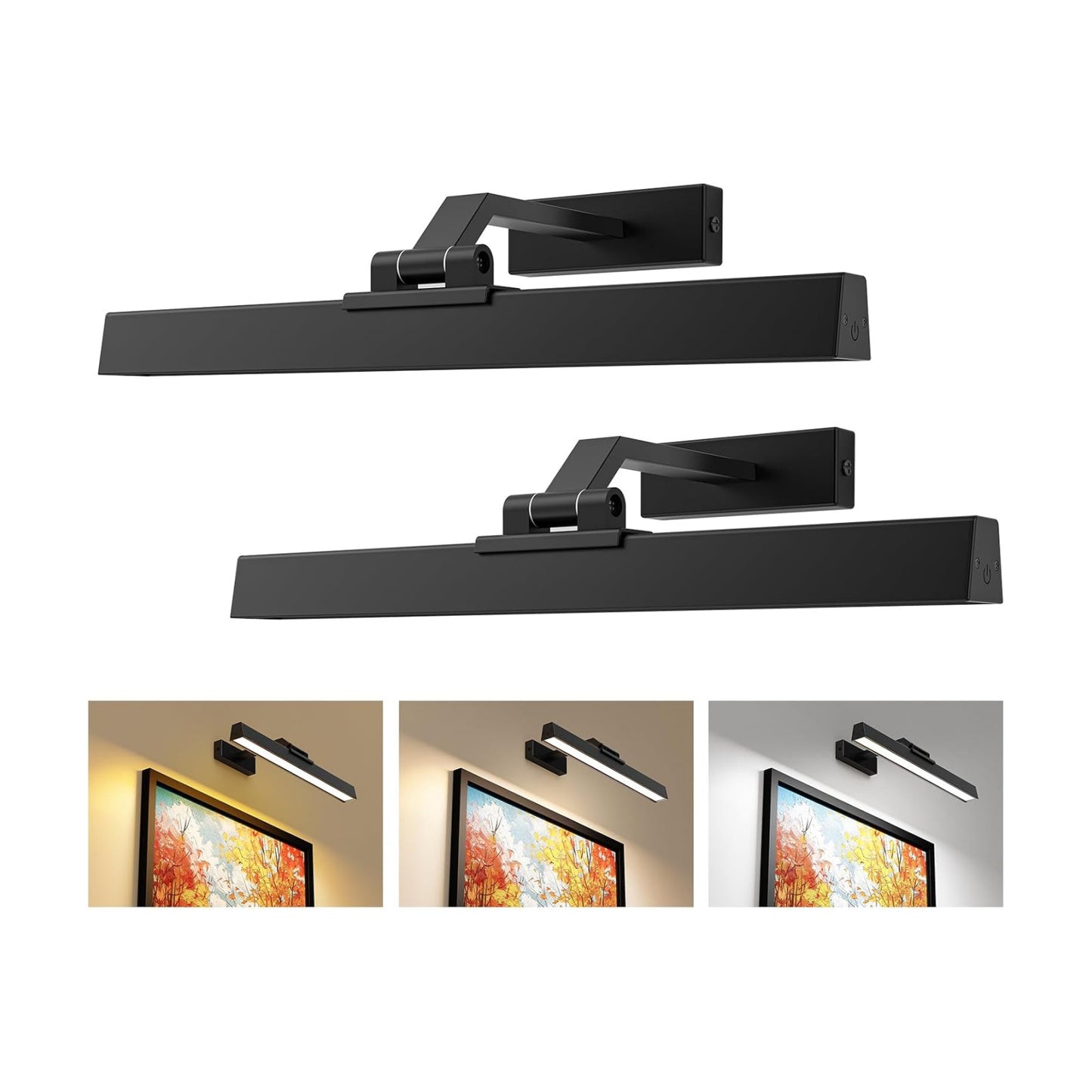 Picture Lights for Wall, Battery Operated Gallery Light 16in for Paintings CCT Dimmable Recharging Battery Wall Lamp