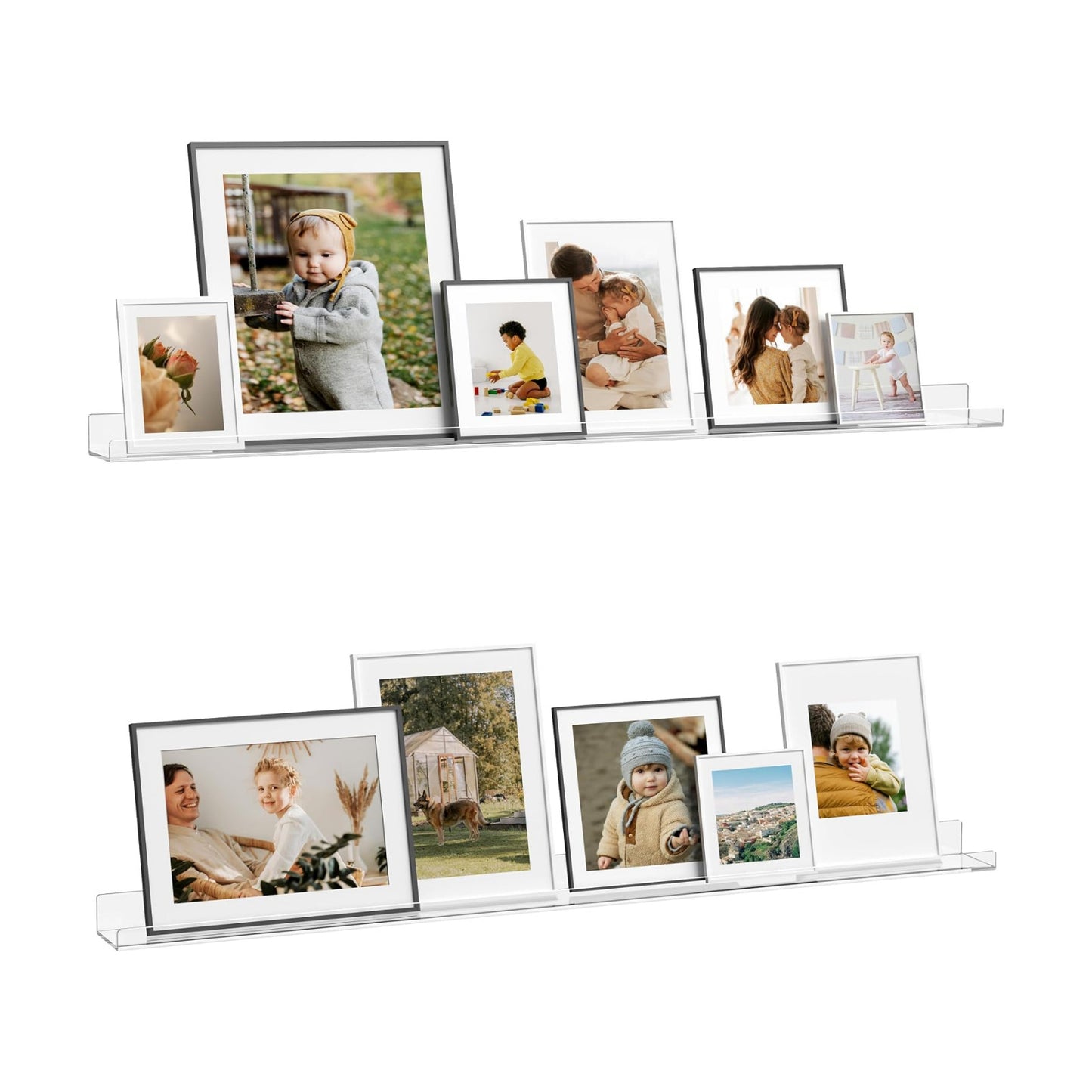 48 Inches Clear Acrylic Floating Shelves Wall, Bookshelf for Kids, Nursery Book Shelves, Magazine Rack, Picture Ledge